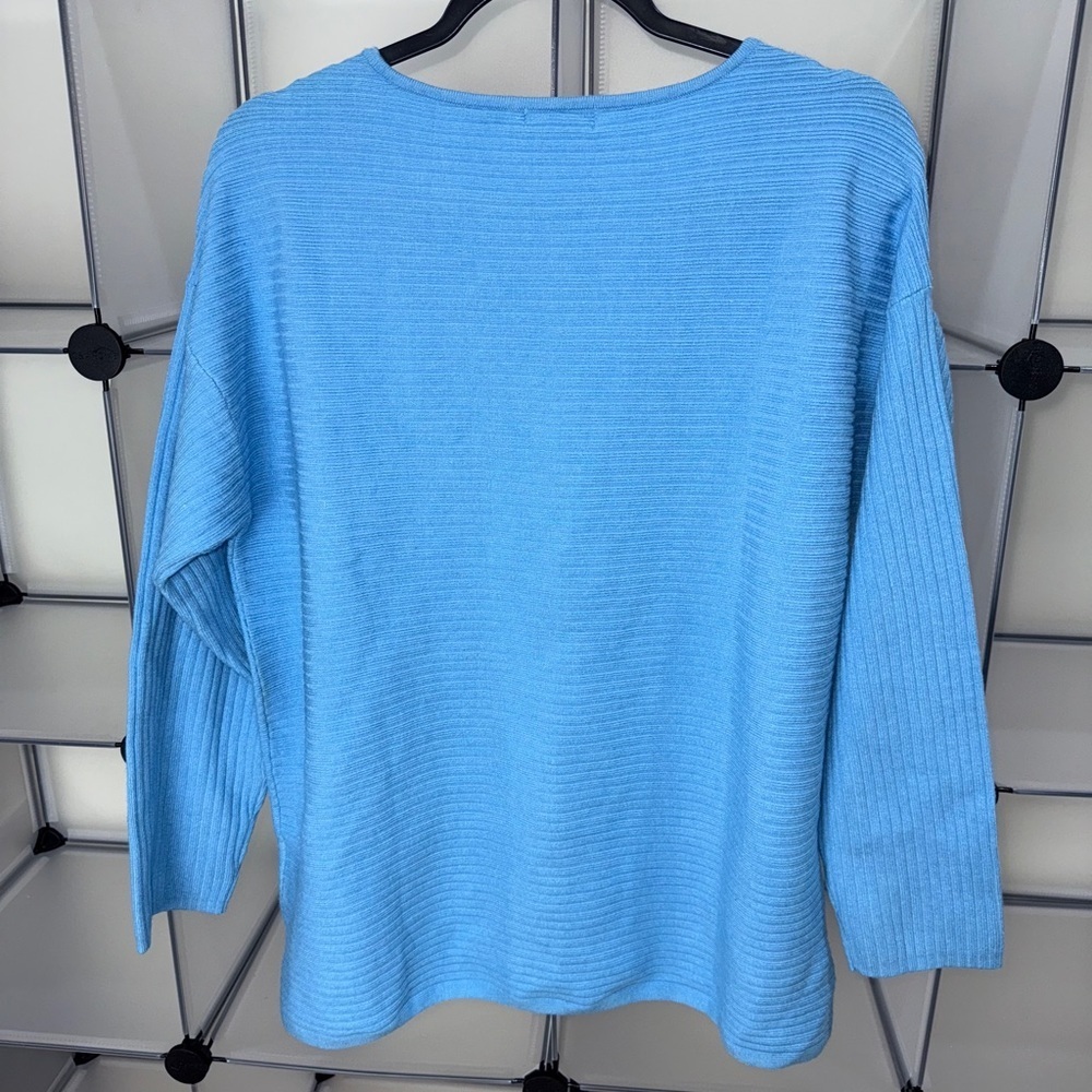 Style & Co Boatneck Rib Pullover Oversized Sweater Bright Skies Size Small NWT - Picture 7 of 8